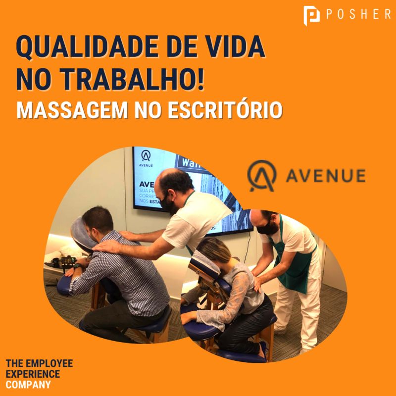 Avenue oferece massagem da POSHER para os seus colaboradores no escritório