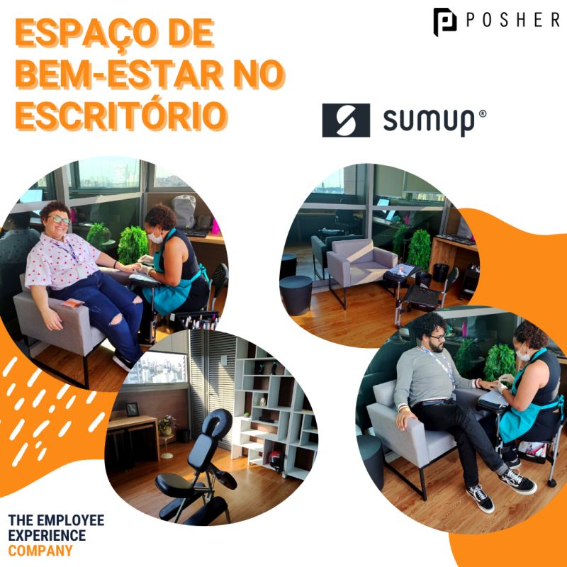 Manicure, massagem e barbearia no escritório da SumUp