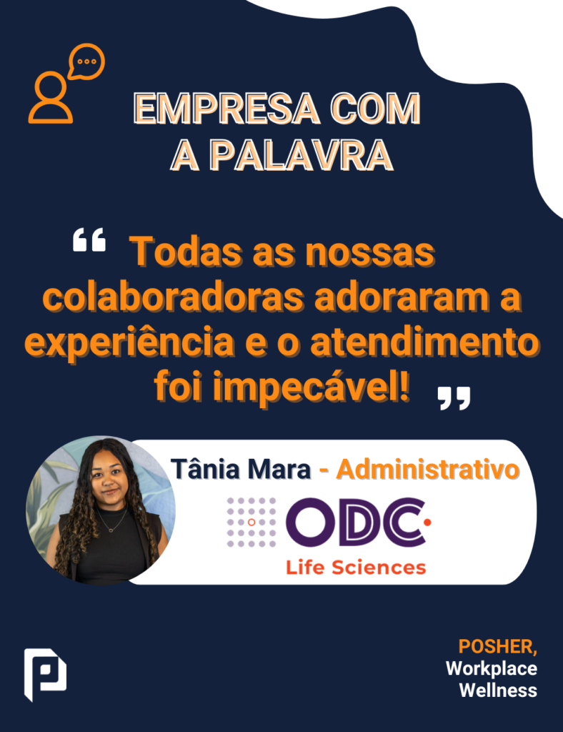 A @odc.lifesciences é parceira de empresas de biotecnologia na América Latina. Oferece suporte desde o desenvolvimento clínico até todo o ciclo de vida do produto. Para celebrar o Mês da Mulher, a ODC decidiu presentear sua equipe feminina com um momento de relaxamento e cuidado. Proporcionou uma experiência revigorante de quick massage. Recebemos um feedback muito positivo da colaboradora Tânia Mara, que reforça a importância de iniciativas como essa: “Gostaria de agradecer, mais uma vez, pelo incrível serviço de quick massage realizado em nosso evento do Dia Internacional da Mulher. Todas as nossas colaboradoras adoraram a experiência, e o atendimento foi impecável!” Com o Workplace Wellness, levamos experiências de relaxamento e cuidado diretamente para o ambiente corporativo. Tornamos os dias mais leves e saudáveis, sem precisar sair do escritório. POSHER, The Employee Experience Company.