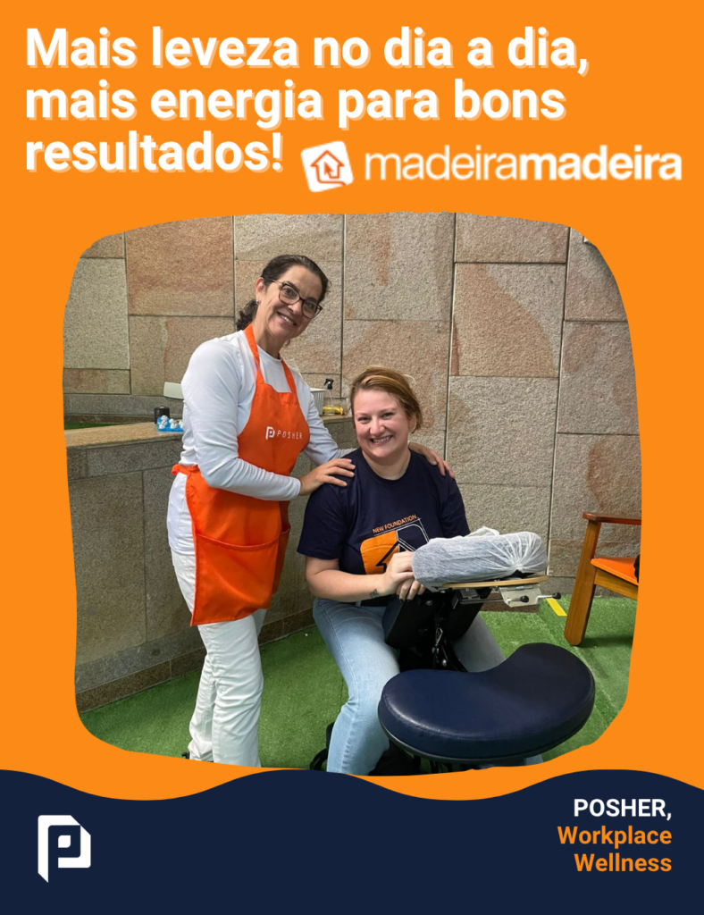 A POSHER esteve presente. Levamos quick massage para transformar as pequenas pausas dos colaboradores em grandes momentos.