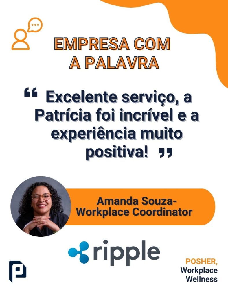 A @ripple_global está ajudando a transformar o acesso das pessoas e das empresas aos serviços financeiros. Por isso mesmo, ela contou com a POSHER para transformar a experiência dos colaboradores na empresa, ao oferecer bem-estar com quick massage in company.