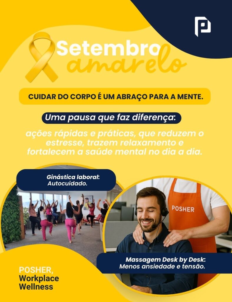 Setembro Amarelo é um convite para olharmos com carinho para nós mesmos. E quando falamos em saúde mental, promover o bem-estar na própria empresa é uma peça-chave nesse cuidado.