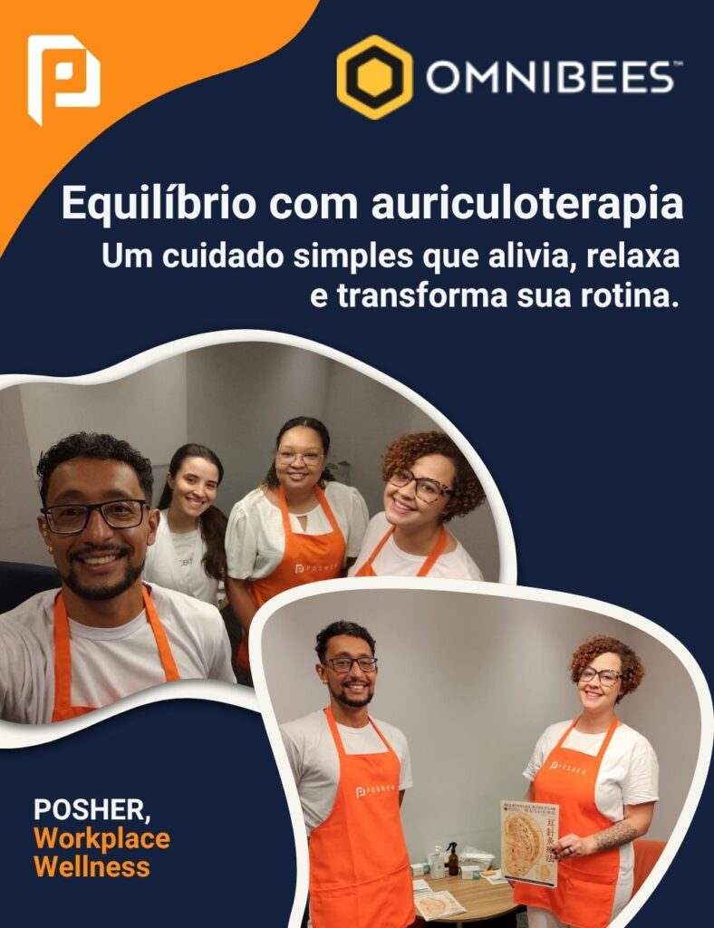 A Omnibees é referência em soluções tecnológicas que tornam a reserva de hotéis mais simples e eficiente. E para cuidar do bem-estar na empresa, a Omnibees proporcionou aos seus colaboradores um dia de Auriculoterapia, trazendo equilíbrio e energia para o dia a dia. Experiências no ambiente de trabalho que unem cuidado com o colaborador e melhora na produtividade: essa e a POSHER, líder em bem-estar in-company. POSHER, Workplace Wellness.