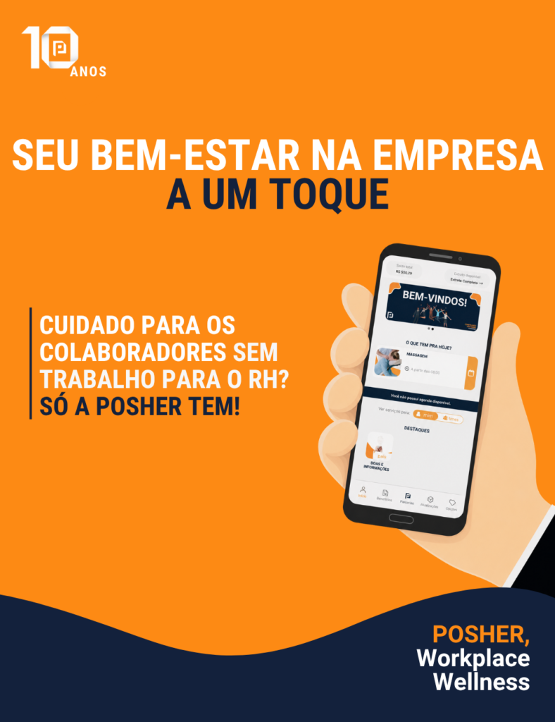 Com uma ampla rede de profissionais, a POSHER leva serviços de bem-estar para empresas em mais de 100 cidades, com opções como massagem, ginástica laboral e manicure. E só a POSHER oferece um aplicativo exclusivo para que os colaboradores agendem seus serviços de forma simples e prática.