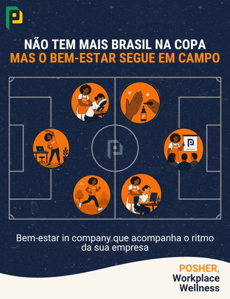 Para criar esses momentos dentro do ambiente de trabalho, a POSHER oferece quick massage, massagem desk by desk, manicure, ginástica laboral, palestras, corrida, entre outros serviços de bem-estar para escritórios, fábricas e lojas.